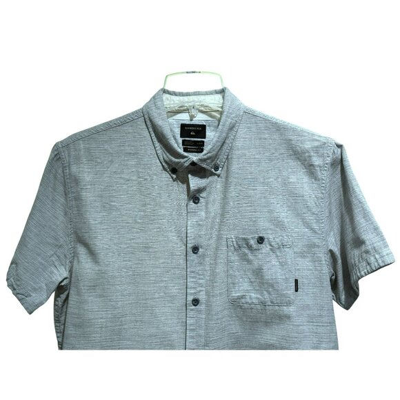 Quicksilver Mens Modern Fit Gray Short-Sleeve Button Down Shirt Sz L - Picture 4 of 5